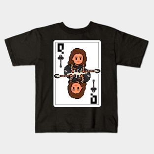 Pixelrockstars Queen of Clubs Playing Card Kids T-Shirt